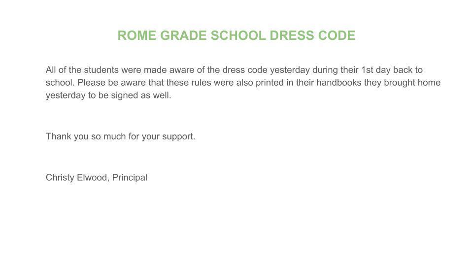Important Dress Code information! 